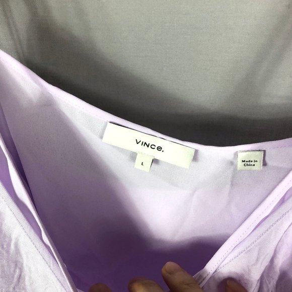 VINCE Pale Iris Lavender Double Layer Camisole Cami Crop Tank Top Size L - Picture 7 of 10